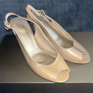 Jaclyn Smith Memory Foam Technology Peep-Toe Slingback Heels